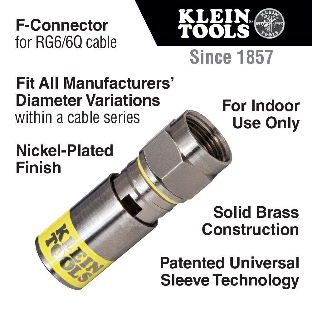 Klein Tools F Compression Connector RG6/6Q Pk10 VDV812606 from Klein Tools