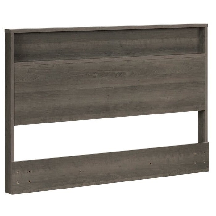 Full/Queen Size Modern Grey Storage Bookcase Panel Headboard - - 37170196