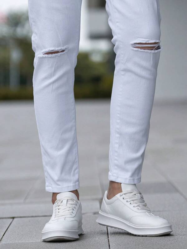 Men Ripped Frayed Skinny Jeans