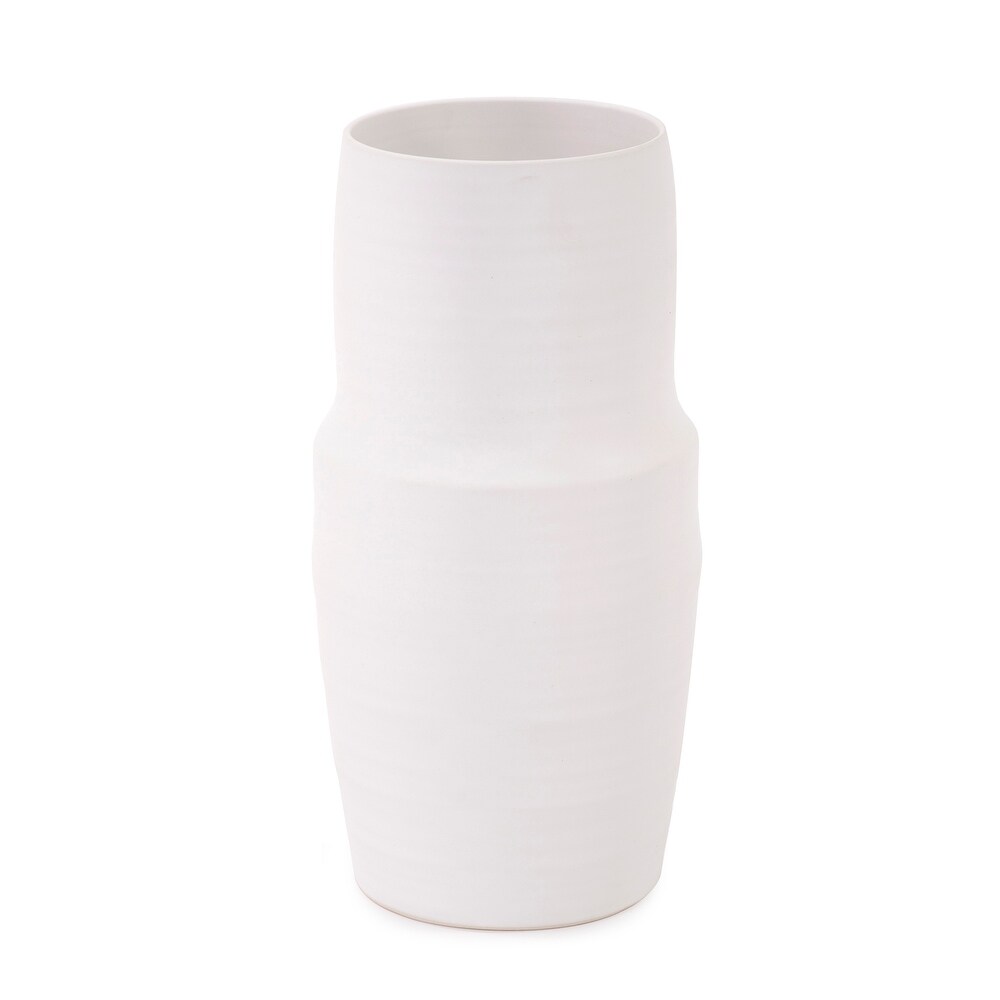 Marrakesh White Ceramic Tapered Vase  Small