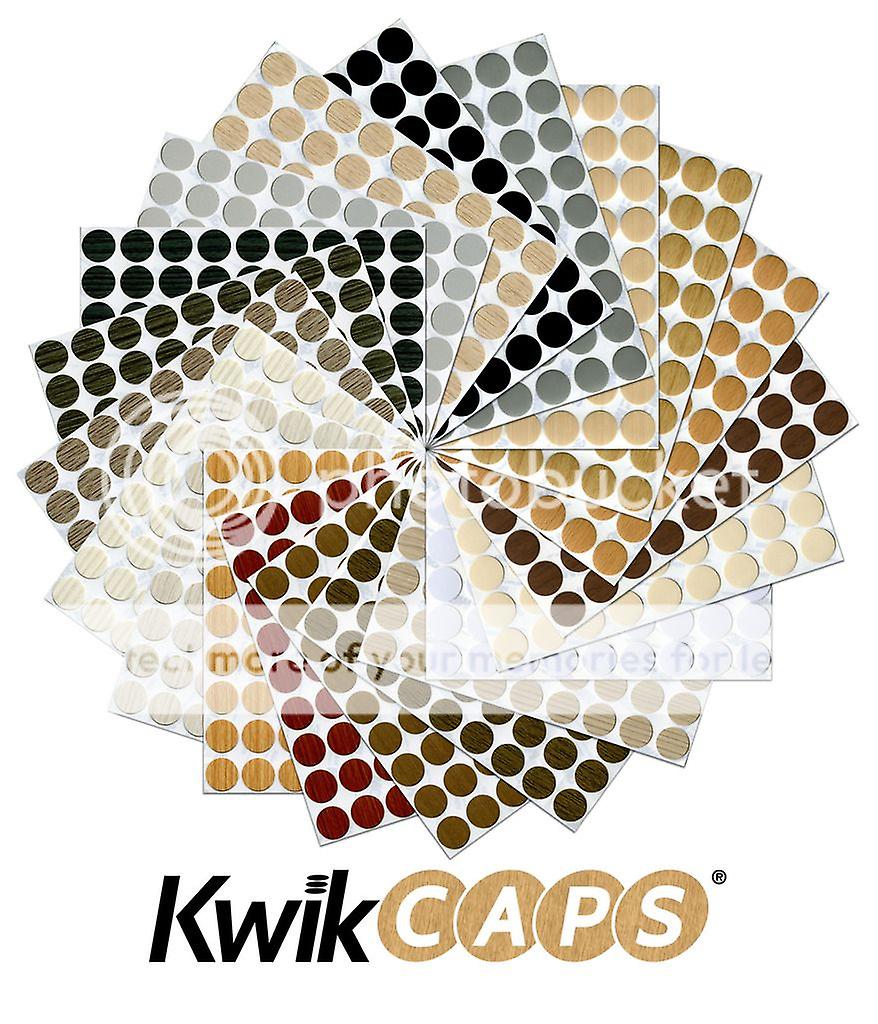 KwikCaps® Self Adhesive Screw Cover Caps. Nail and Cam Covers 13mm and 20mm