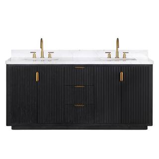 ROSWELL Cadiz Double Bathroom Vanity with White Composite Stone Top 804172-FB-LW-NM