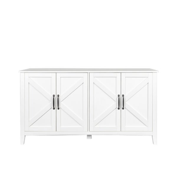 White Buffet Sideboard Storage Cabinet Freestanding Entryway Floor Cabinet for Living Room Office Bedroom