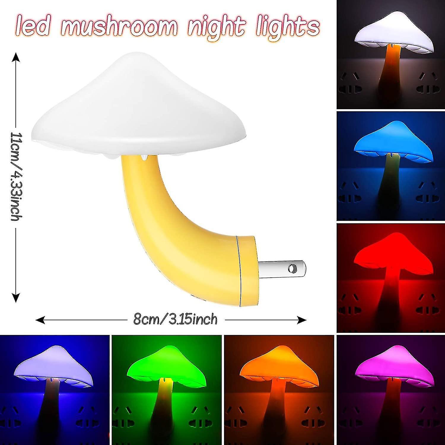 4 Pieces Led Mushroom Night Light Lamp Plug In Mushroom Night Lamp Lights Wall Lamps Nightlight Mush