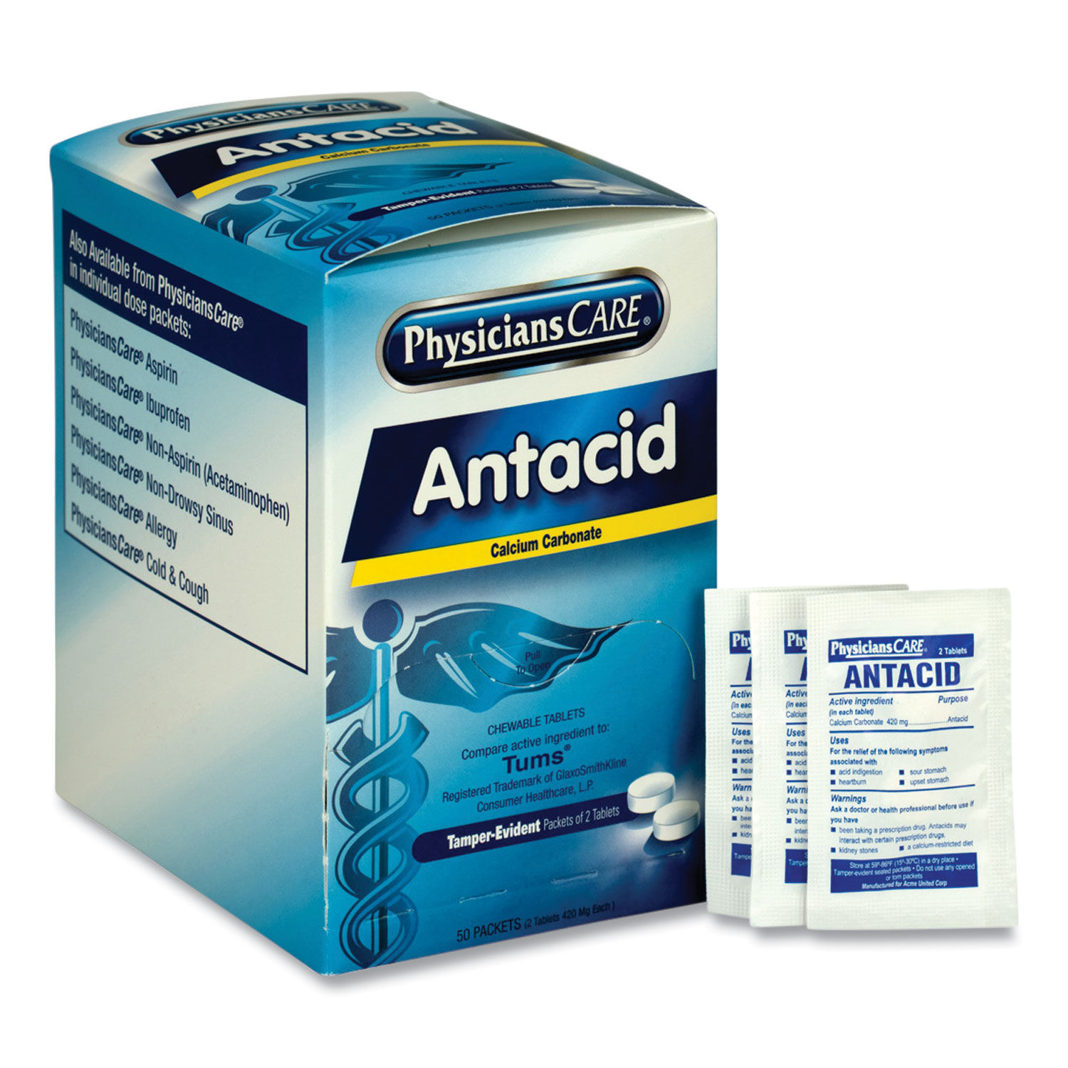 Antacid Calcium Carbonate Medication by PhysiciansCareandreg; ACM90089