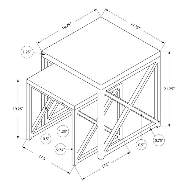 Monarch Specialties 2 Piece Square Nesting Accent Table Set