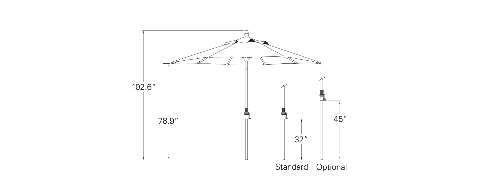 Treasure Garden 9' Starlux Collar Tilt Octagon Umbrella