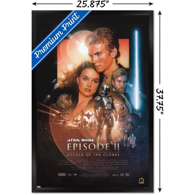 Trends International 24x36 Star Wars Attack Of The Clones One Sheet Framed Wall Poster Prints