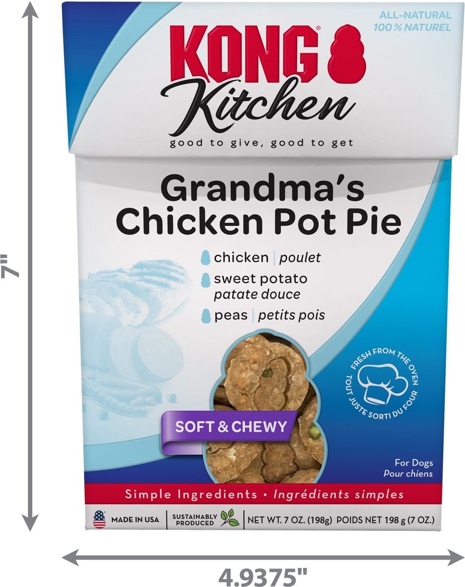 KONG Kitchen Grandma's Grain-Free Chicken Pot Pie Chewy Dog Treats， 7-oz box