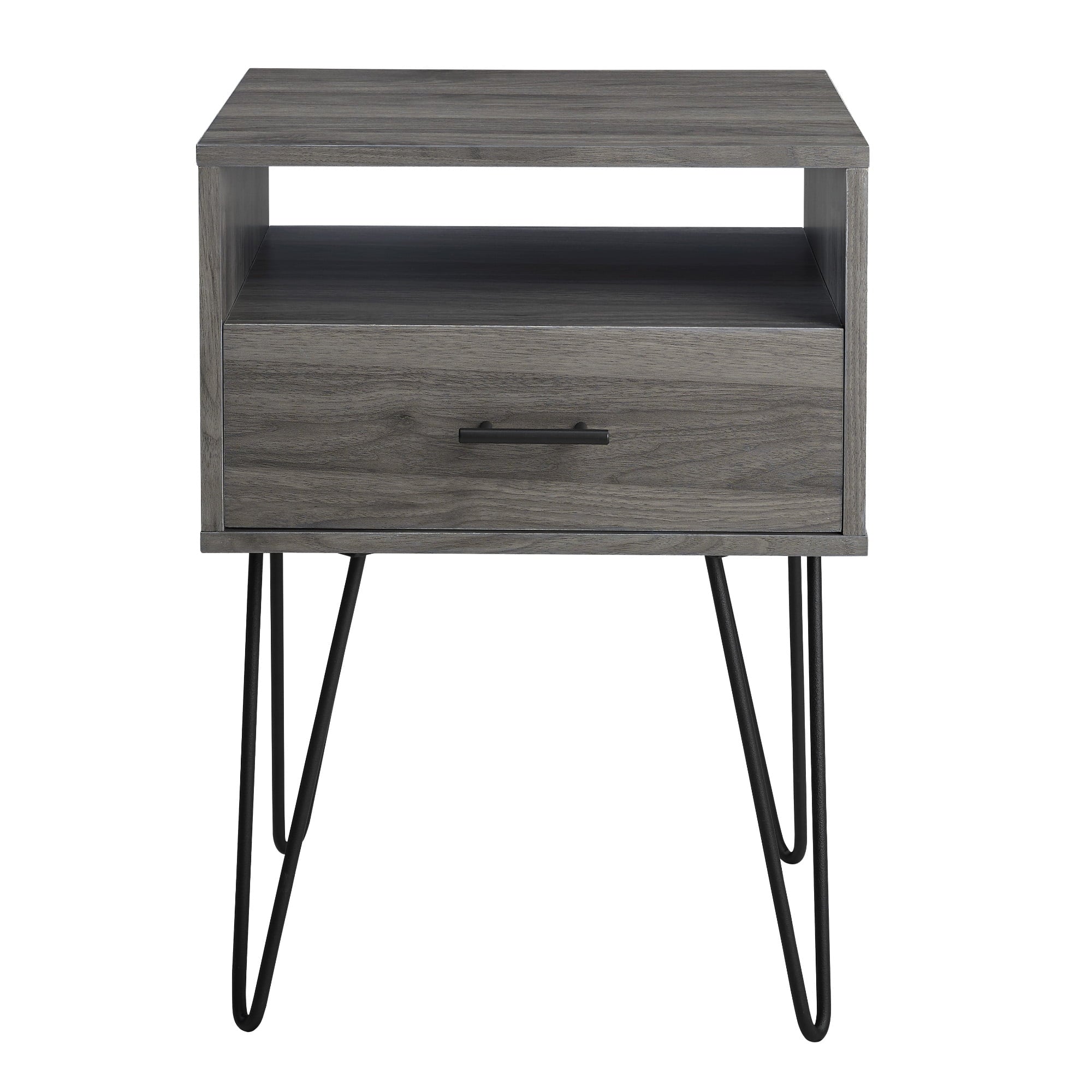 Manor Park Mid Century Modern Hairpin Leg Nightstand, Slate Grey