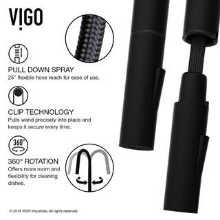 VIGO Greenwich Single Handle Pull-Down Sprayer Kitchen Faucet Set with Soap Dispenser in Matte Black VG02029MBK2