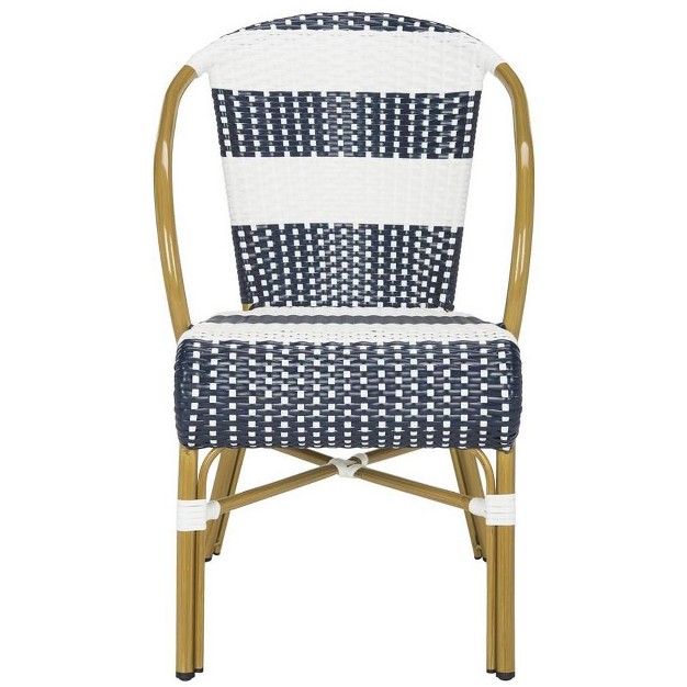 Sarita Striped French Bistro Side Chair set Of 2 Navy white Safavieh