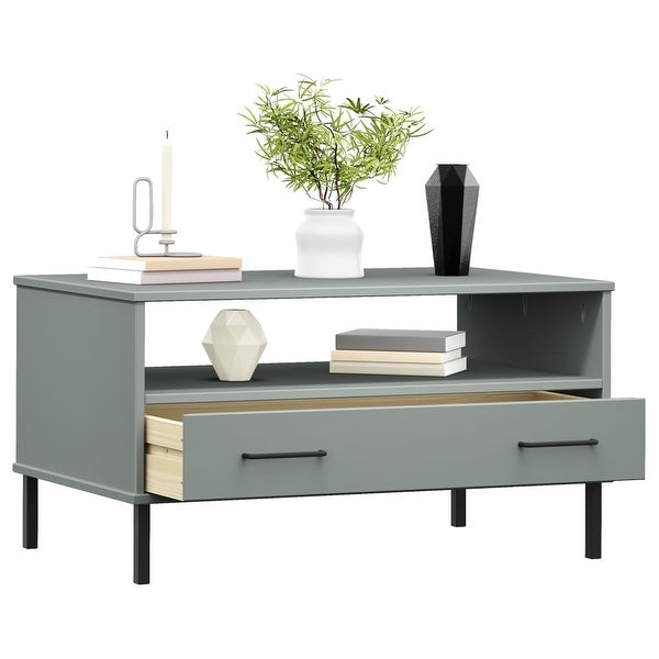 Coffee Table with Metal Legs Gray 33.5