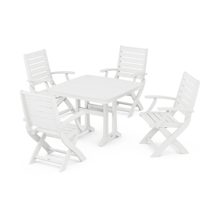 Polywood Signature Folding Chair 5-Piece Dining Set with Trestle Legs PWS985-1