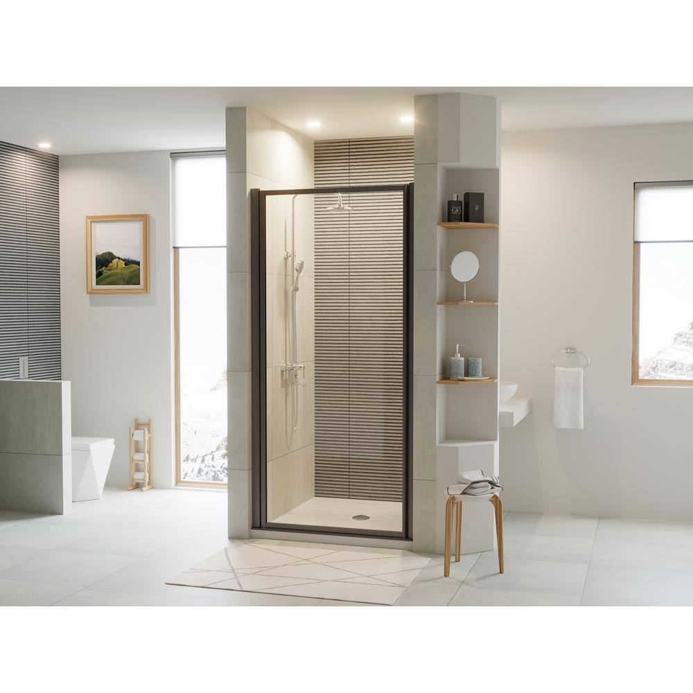 Coastal Shower Doors Legend 21.625 in. to 22.625 in. x 64 in. Framed Hinged Shower Door in Matte Black with Clear Glass L22.66O-C