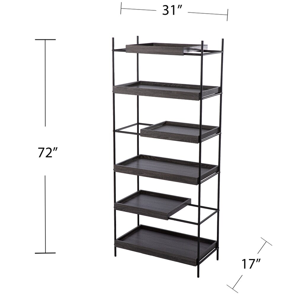 SEI Furniture Demille Contemporary Black Wood Etagere