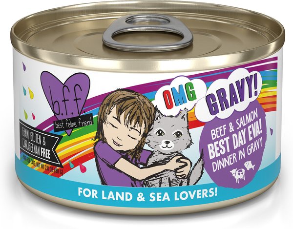 BFF OMG Best Day Eva! Beef and Salmon Dinner in Gravy Grain-Free Canned Cat Food