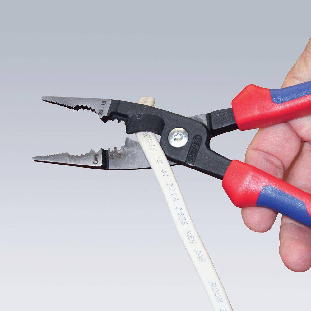 KNIPEX Heavy Duty Forged Steel 6-in-1 Electrical Installation Pliers with Multi-Component Grip 13 82 200 SB