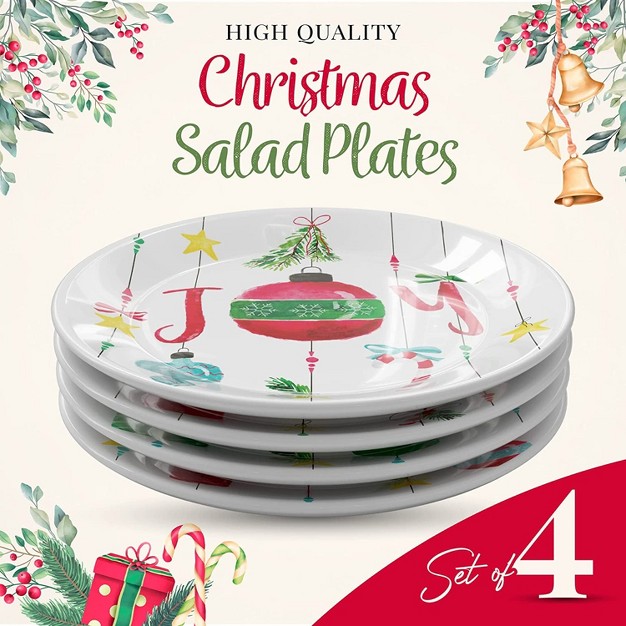 American Atelier Christmas Party Plates Set Of 4 8 Inch