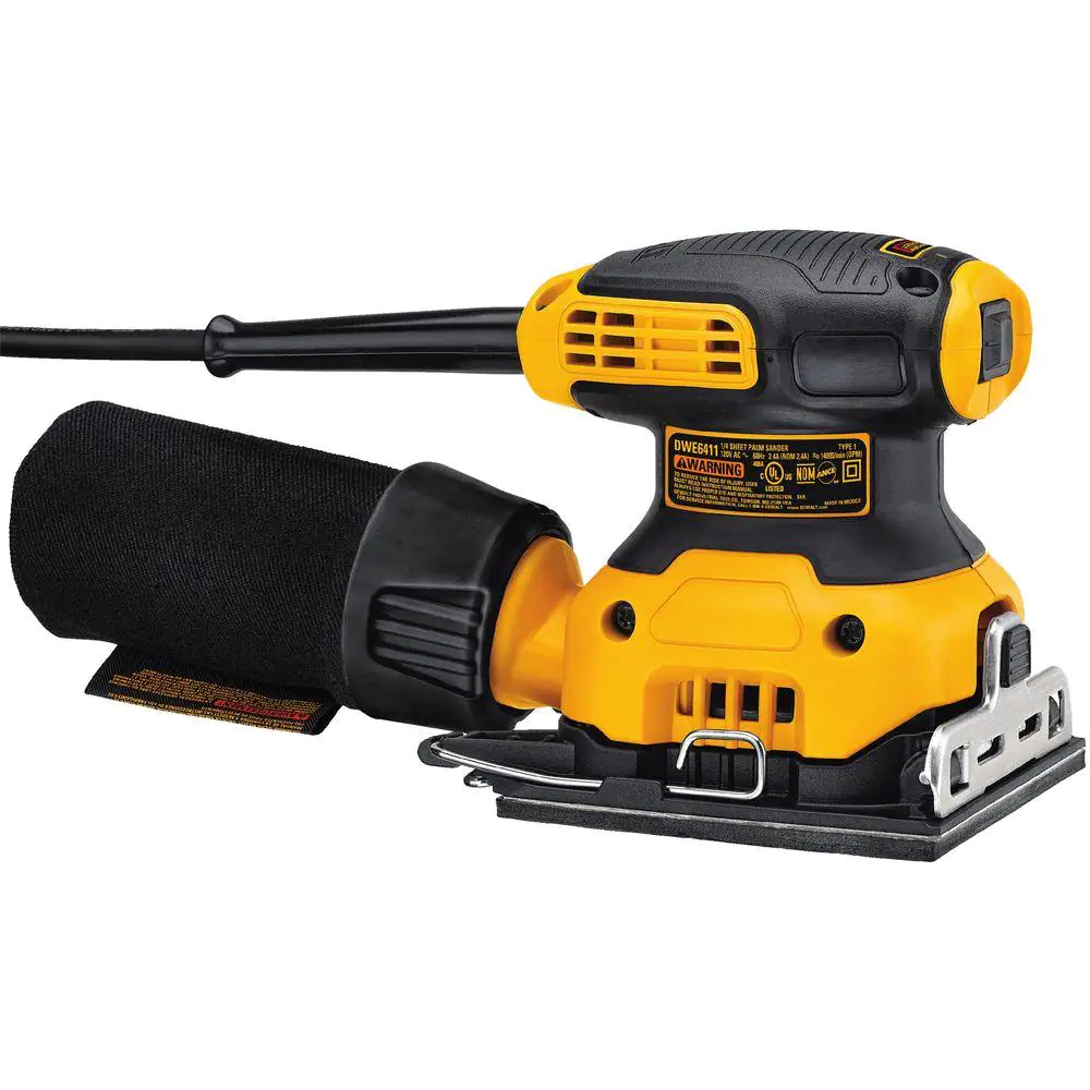 DEWALT DWE6411K 2.3 Amp Corded 1/4 Sheet Palm Grip Sander Kit with Contractor Bag