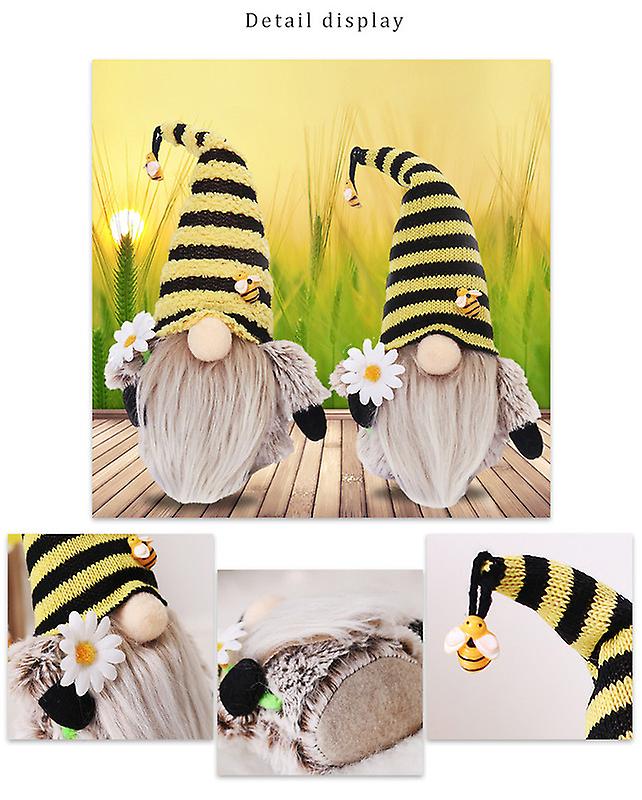 Bee Stripe Pattern Knitted Stripe Faceless Doll With Large Nose Doll Decoration