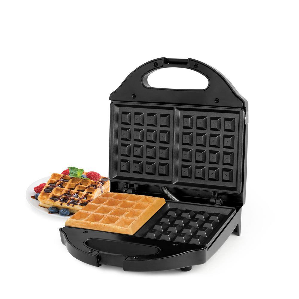 Salton Aluminum 2-Plate Belgian Waffle Maker in Black WM1075BK