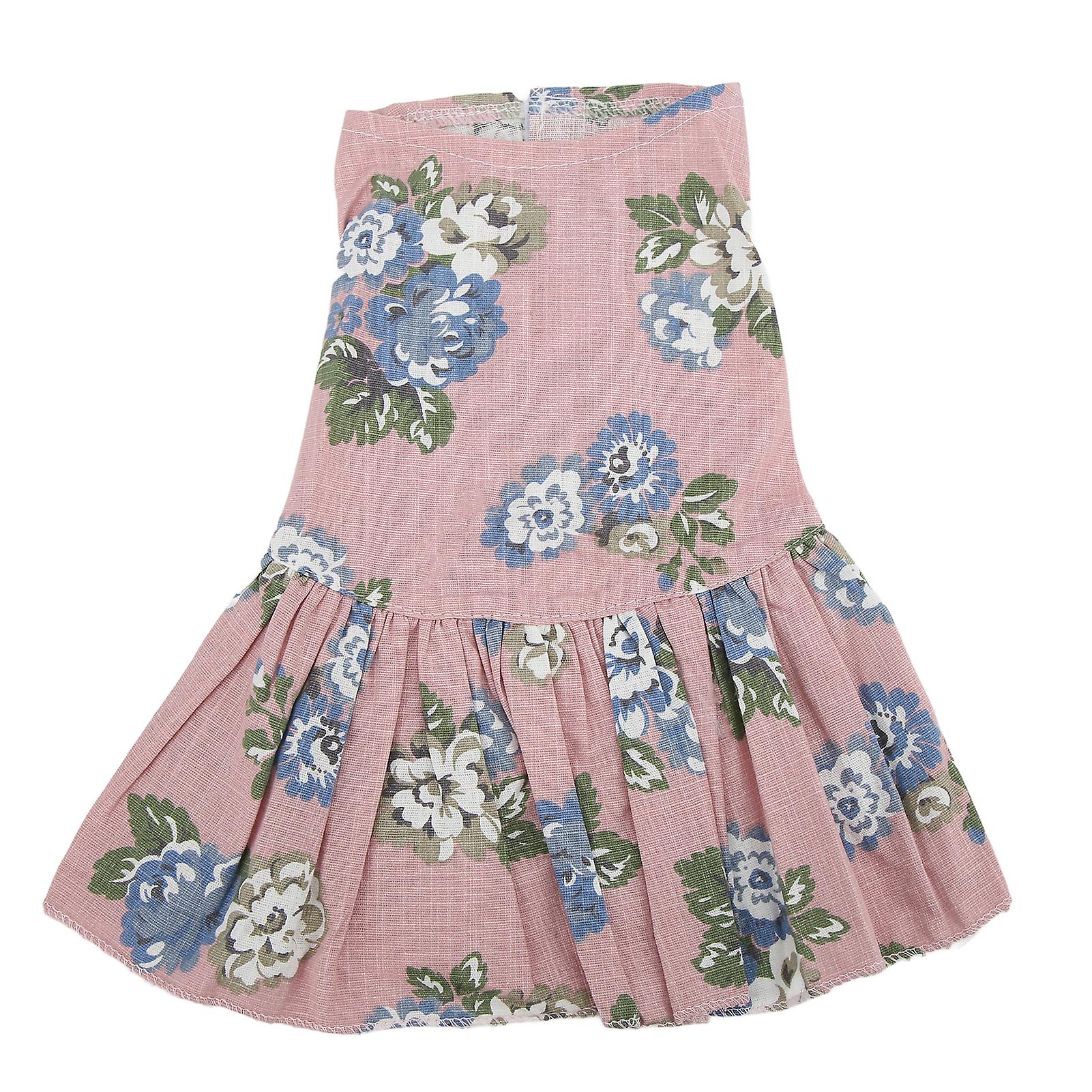 Dog Summer Dress Cute Flower Printed Dog Skirts For Dogs Cats Rabbits Small Petsnational Fragrance Pink Xl