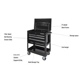 Husky 33 in. W 4-Drawer Mechanics Tool Utility Cart in Gloss Black HOUC3304B10