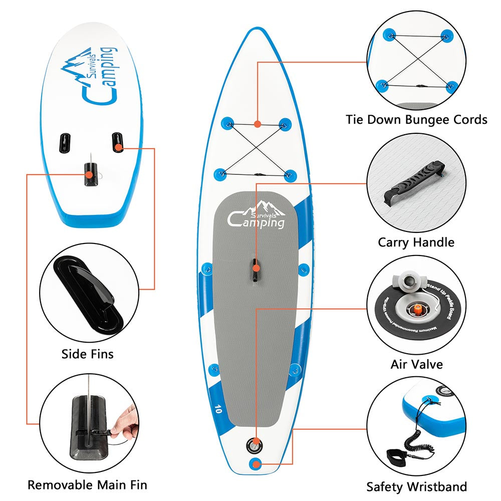 Yescom Paddle Board Inflatable Sup Fish Surfboard 10'x32