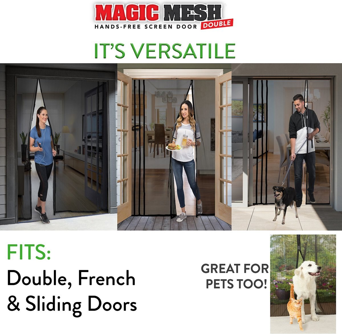 Magic Mesh Hands-Free Screen Double Dog and Cat Door