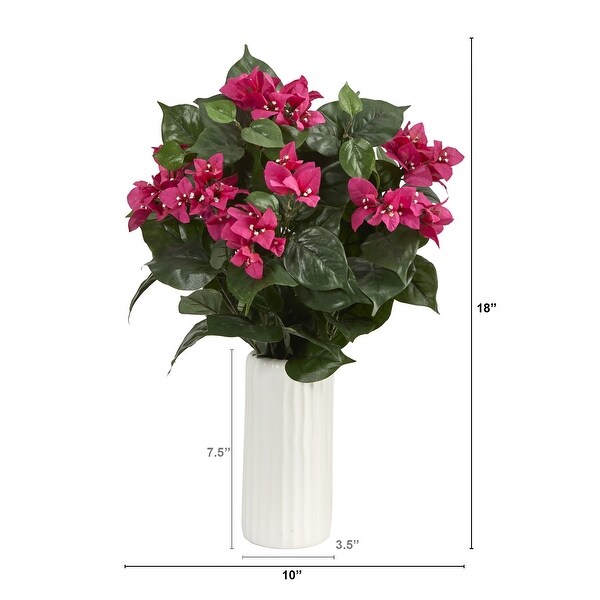 18 Bougainvillea Artificial Plant in White Planter