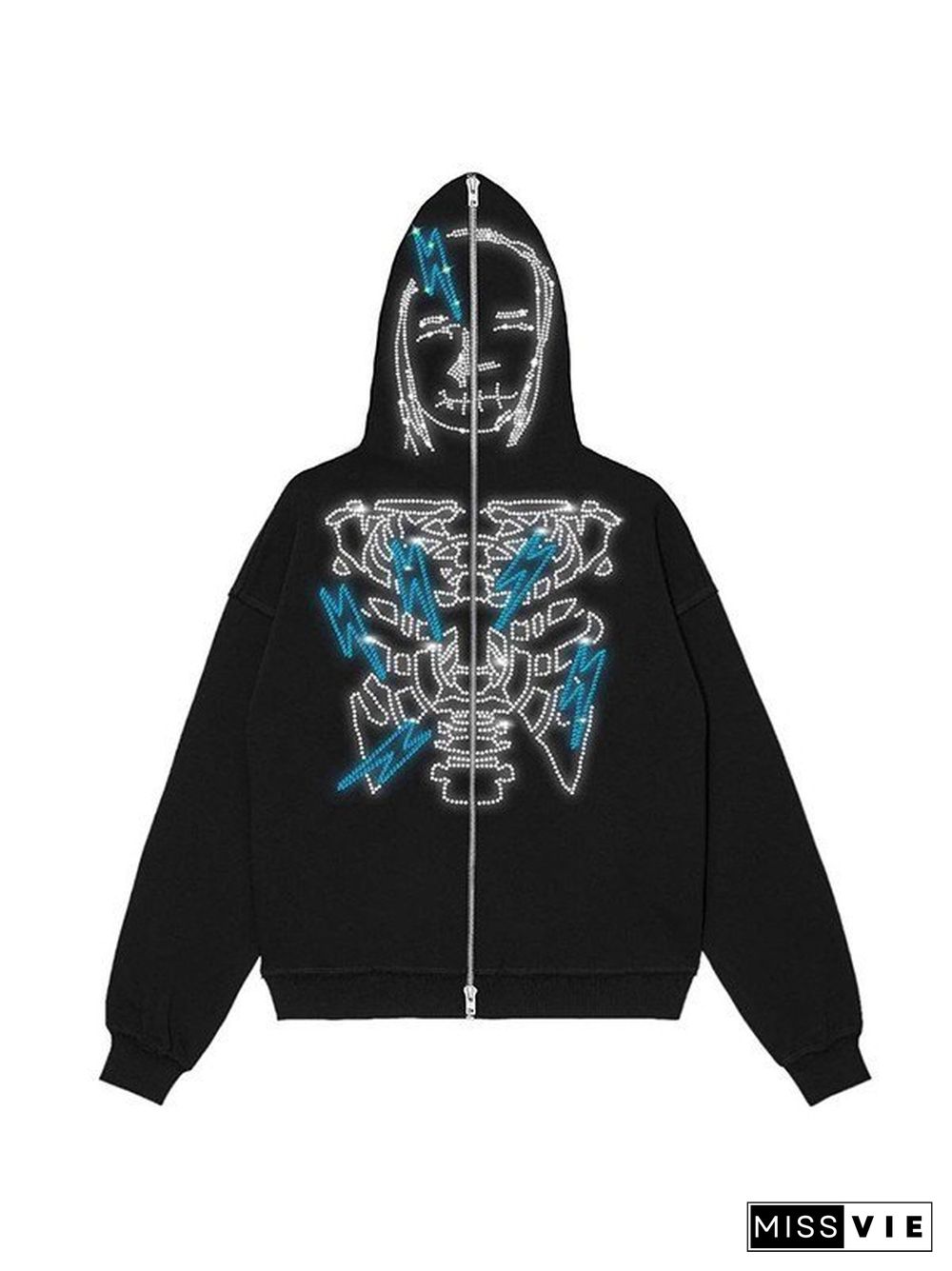 Halloween Rhinestone Zip Up Hoodie