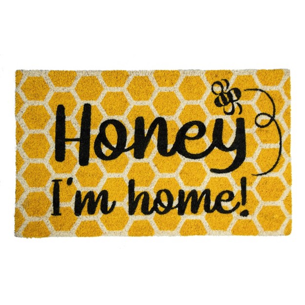 X 2 x27 4 quot Honey I x27 m Home Indoor outdoor Coir Doormat White black yellow Entryways