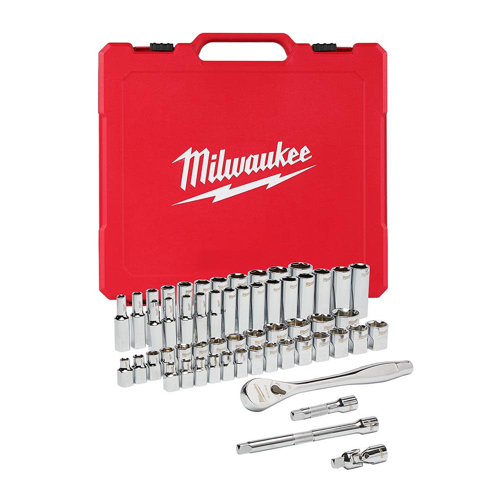 Milwaukee 3/8 in. Drive 56 pc. Ratchet & Socket Set - SAE & Metric 48-22-9008 from Milwaukee