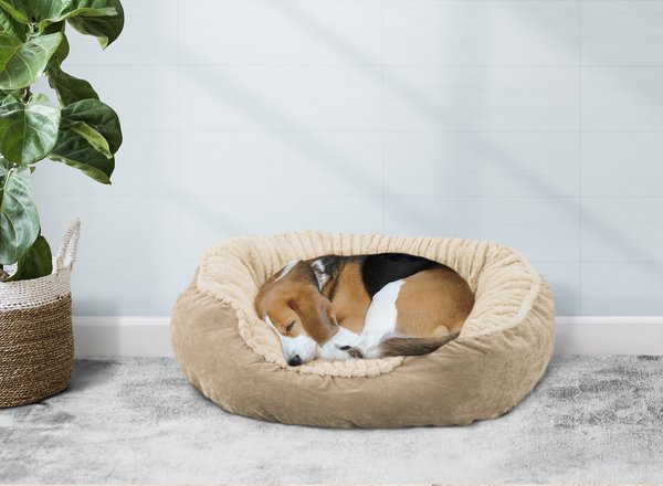 Ethical Pet Sleep Zone Carved Plush Bolster Cat and Dog Bed