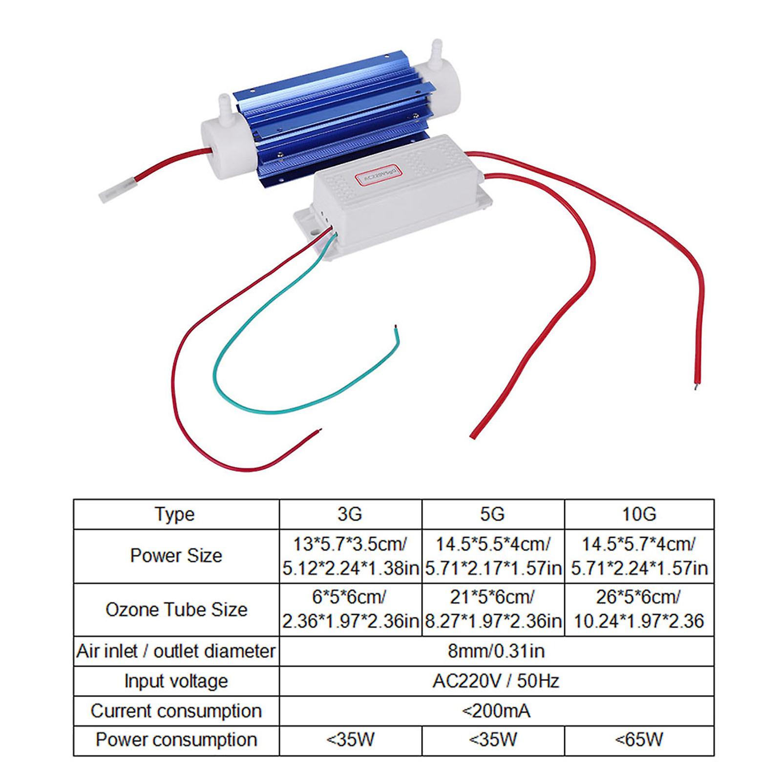 Ozone Generator Ozonator Ionizer Tube Air Purifier Quartz Tube   Power Supply 220v 5g