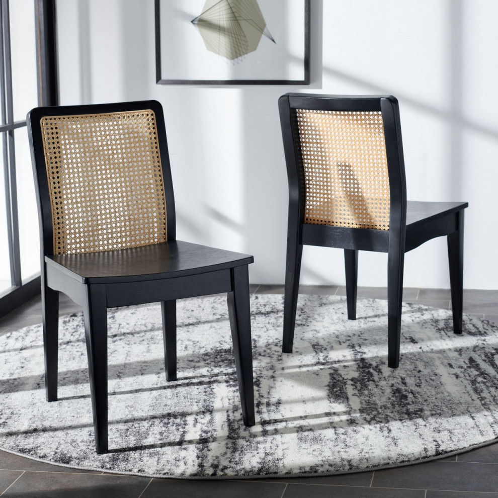 Tiden Rattan Dining Chair  Set of 2  Black/Natural   Tropical   Dining Chairs   by V.S.D Furniture  Houzz