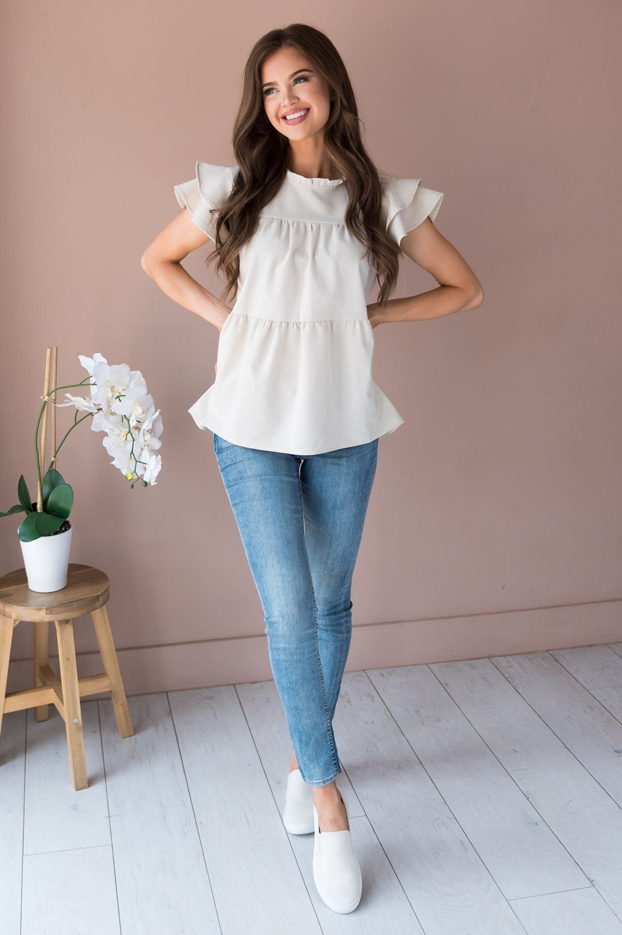 He Has Risen Modest Peplum Blouse