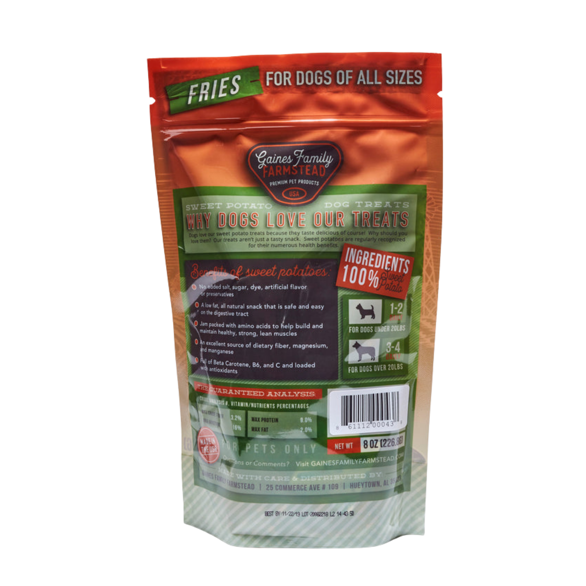 Gaines Family Farmstead Sweet Potato Fries Dog Treats