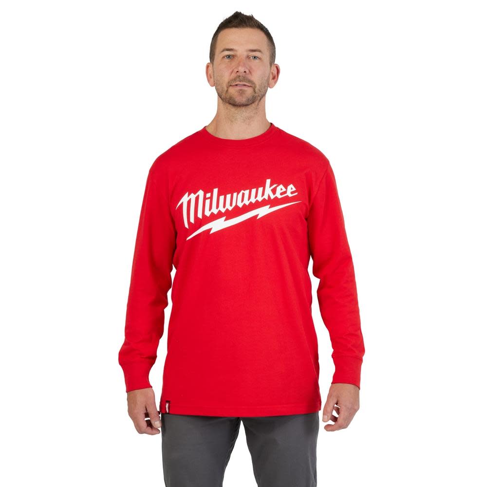 MW Heavy Duty T-Shirt Big Logo Long Sleeve Red 608RM910 from MW