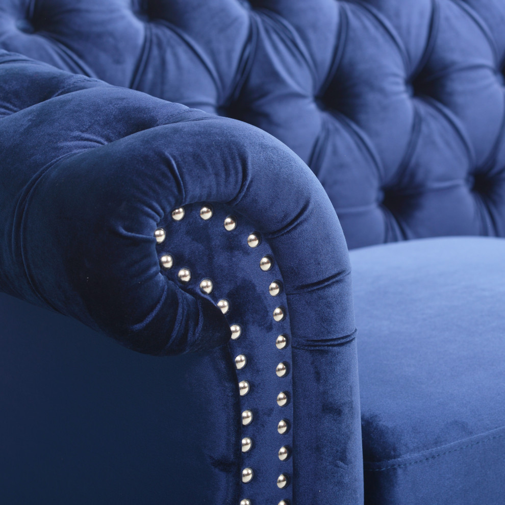 Garrison Tufted Chesterfield Velvet 3 Seater Sofa   Traditional   Sofas   by GDFStudio  Houzz