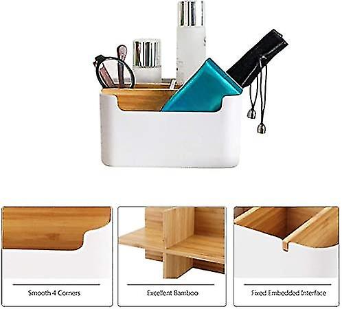 Wooden Desktop Remote Control Holder Storage Box， For Up To Remote Controls， Also As An Organizer