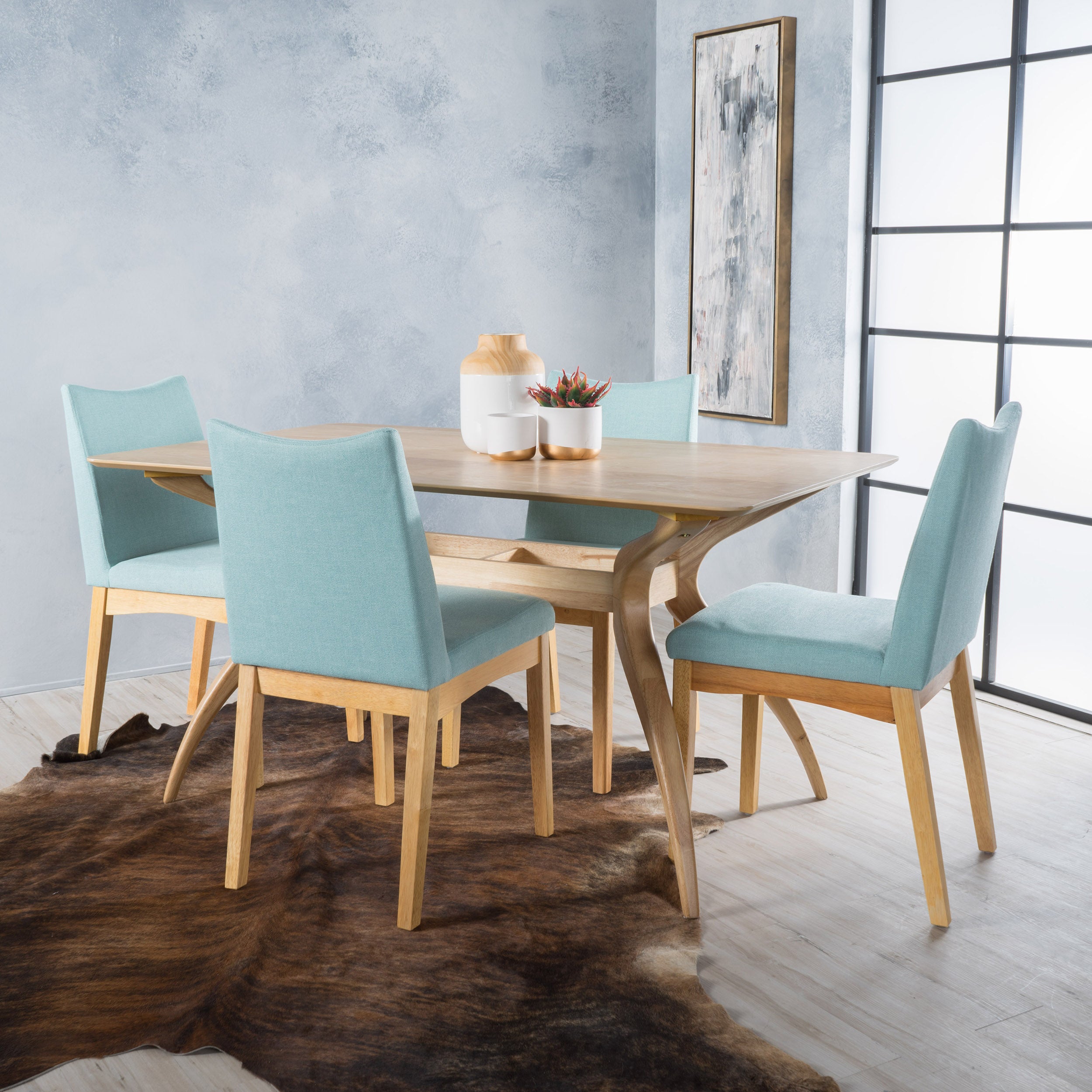 Gertrude Mid-Century Modern 4 Seater Dining Set