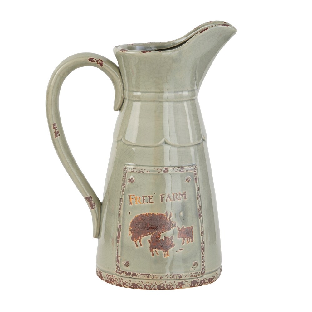 Grey Porcelain Farmhouse Decorative Pitcher 13 x 9 x 6   9 x 6 x 13