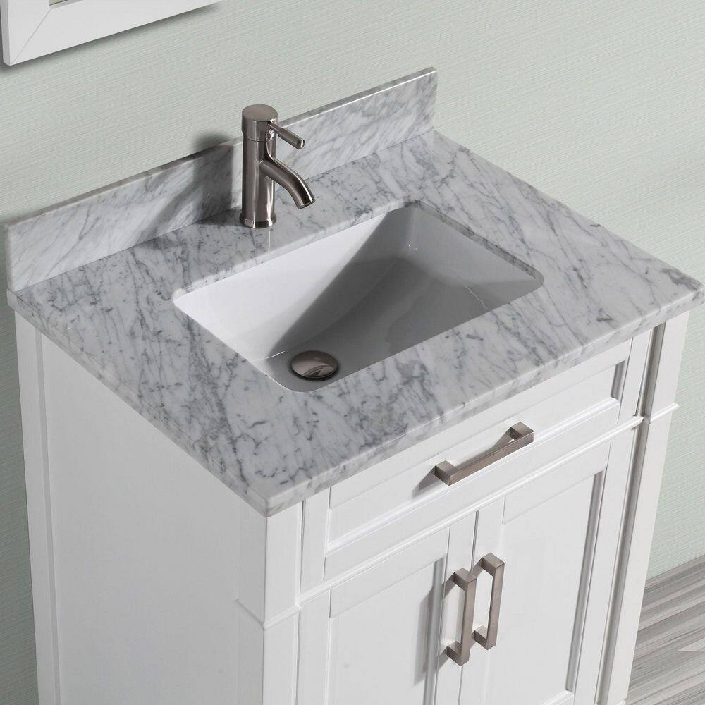 Vanity Art Savona 24 in. W x 22 in. D x 36 in. H Bath Vanity in White with Vanity Top in White with White Basin and Mirror VA2024-W