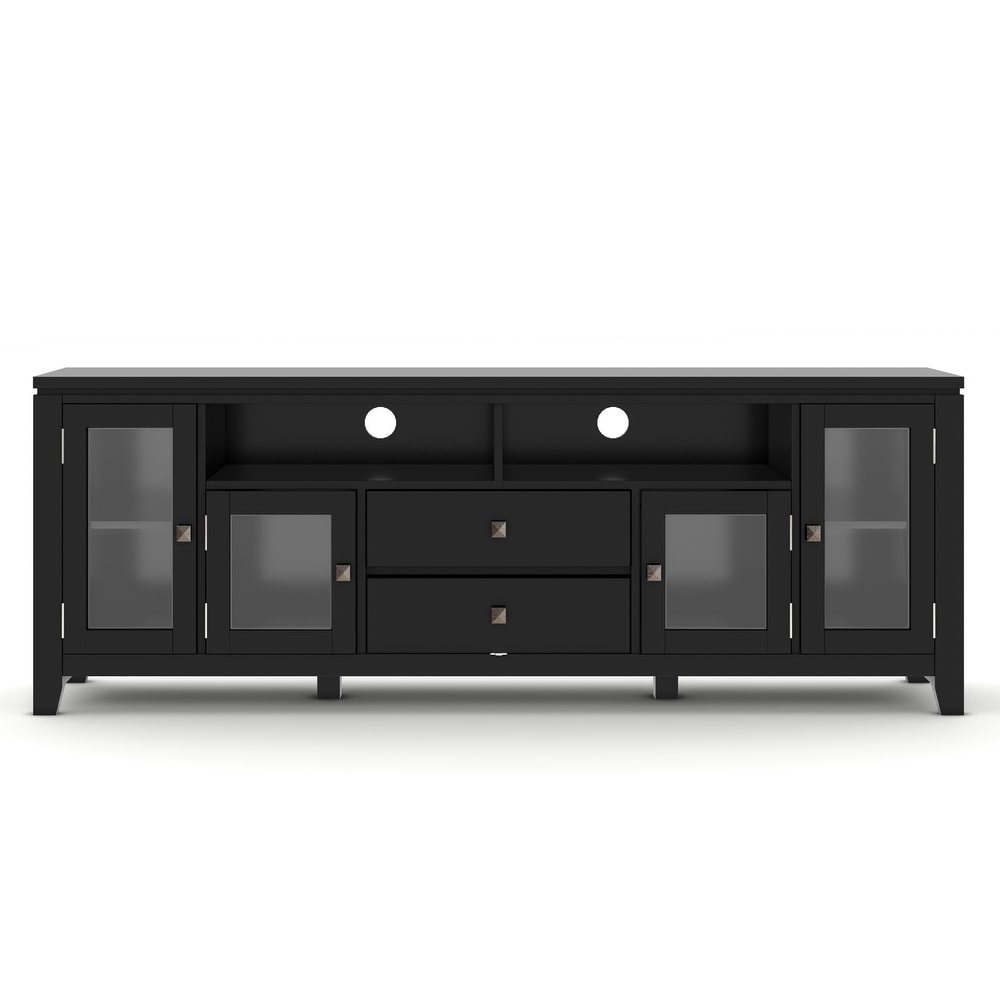 WYNDENHALL Essex SOLID WOOD 72 inch Wide Contemporary TV Media Stand For TVs up to 80 inches