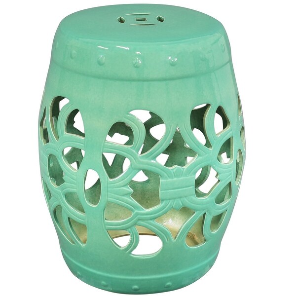 Sunnydaze Knotted Quatrefoil Decorative Ceramic Garden Stool