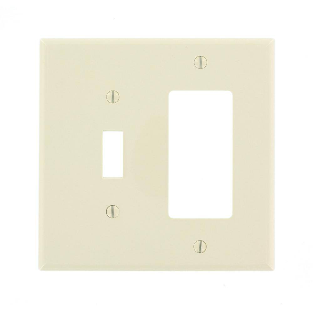 Leviton Decora 2-Gang Midway 1-Toggle Combination Nylon Wall Plate Light Almond R56-PJ126-00T