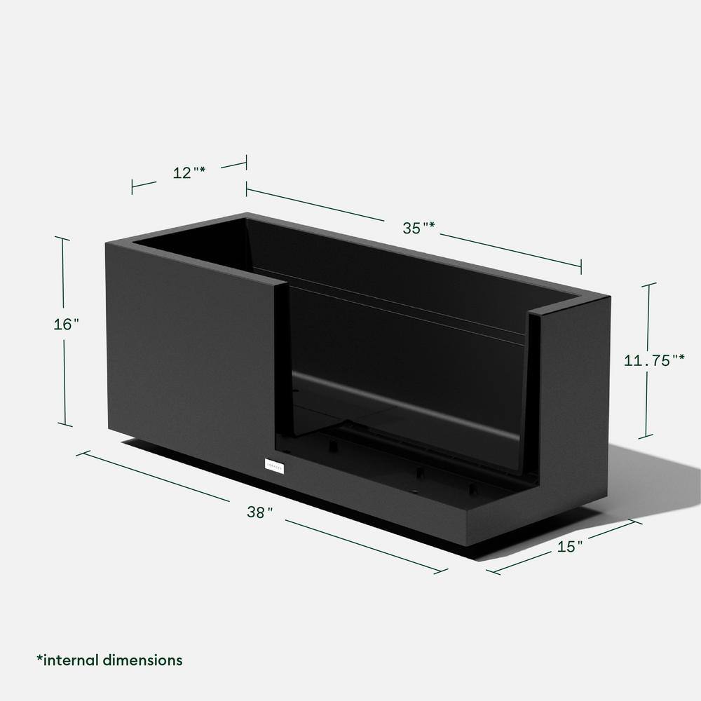 Veradek Long Box 38 in. Black Plastic Rectangular Planter LBXVLGB