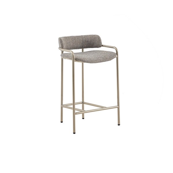 Copeland Counter Stool Metal Bar Stool with Fabric Cushioned Seat in Brown